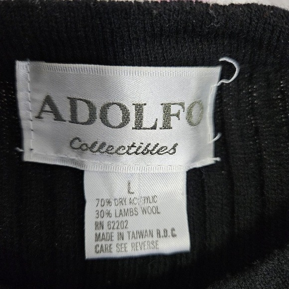 Adolfo Black Red Gray Houndstooth Sweater Sz L Classic Academia Professional - Picture 7 of 9